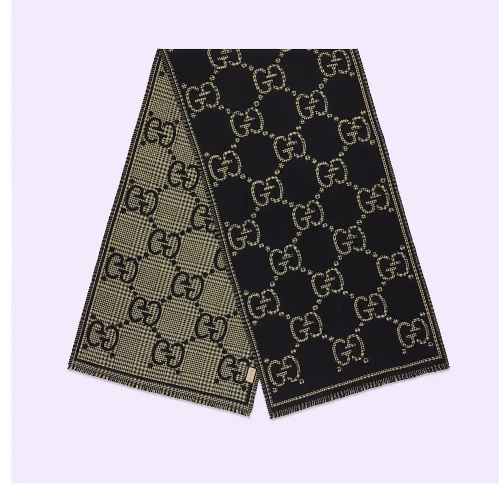 GUCCI SCARF MONOGRAM WOOL CASHMERE ‎660025 4G386 1066